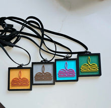 Load image into Gallery viewer, 3D Print Picture Necklace on Deerskin Leather Western Bootstitch Made in America
