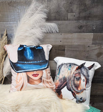 Load image into Gallery viewer, Baha Ranch Fancy Horse on White Velvety Soft Pillow Case Made in America
