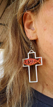 Load image into Gallery viewer, 3D Print Christian Cross Faith Earrings Made in America
