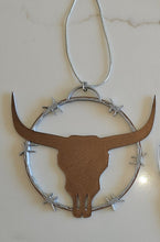 Load image into Gallery viewer, 3D Print Longhorn Texas Ranch Western Barbwire Christmas Ornaments Made in America
