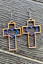 Load image into Gallery viewer, 3D Print Christian Cross Faith Earrings Made in America
