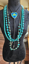 Load image into Gallery viewer, Turquoise Sunrise 3D Inlay Heart Bolo Tie Necklace
