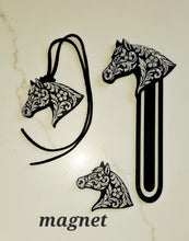 Load image into Gallery viewer, Baha Ranch Year of the Horse Tooled 3d Print Bookmark Keychain Hatpin Magnet Purse Charm Made in America
