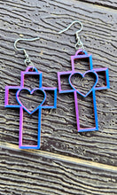 Load image into Gallery viewer, 3D Print Christian Cross Faith Earrings Made in America
