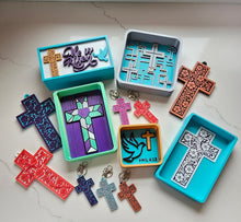 Load image into Gallery viewer, Baha Ranch 3D Faith Tooled Wall Cross or Keychain/Purse Charm Made in America
