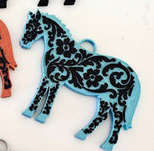 Load image into Gallery viewer, Baha Ranch 3D Print Floral Tooled Horse Charm or Keychain Made in America
