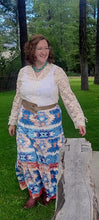 Load image into Gallery viewer, Blue Aztec Western Prairie Tiered Maxi Skirt
