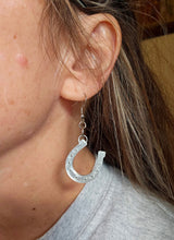 Load image into Gallery viewer, 3D Print Western Silver Horseshoe Earrings Made in America

