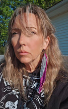 Load image into Gallery viewer, 3D Printed Feather Leather Fringe Earrings Made in America
