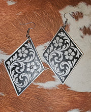 Load image into Gallery viewer, 3D Print Western Tooled Floral Earrings Made in America Choice of Colors
