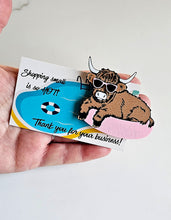 Load image into Gallery viewer, Bag of 25 -Boutique 3d Printed Package Inserts Hot Highland Cow Made in America
