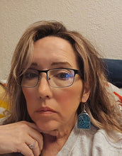 Load image into Gallery viewer, 3D Print Western Tooled Turquoise  Earrings Made in America
