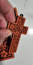 Load image into Gallery viewer, Baha Ranch 3D Faith Tooled Wall Cross or Keychain/Purse Charm Made in America
