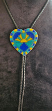 Load image into Gallery viewer, Turquoise Sunrise 3D Inlay Heart Bolo Tie Necklace
