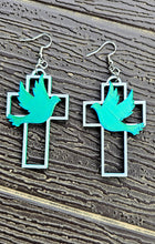 Load image into Gallery viewer, 3D Print Christian Cross Faith Earrings Made in America
