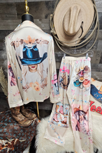 Load image into Gallery viewer, Danilo Painted Cowgirl Satin Long Pajamas
