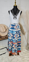 Load image into Gallery viewer, Blue Aztec Western Prairie Tiered Maxi Skirt
