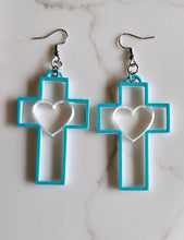 Load image into Gallery viewer, 3D Print Christian Cross Faith Earrings Made in America
