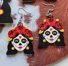 Load image into Gallery viewer, 3D Print Mexico Theme Día de los Muertos Day of The Dead Sugar Skull Keychain or Earrings

