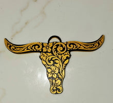 Load image into Gallery viewer, 3d Print Tooled Longhorn Keychain or Purse Charm Ornament - Made in America - choice of colors
