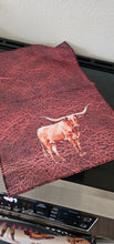 Load image into Gallery viewer, Monogrammed Initial Western Leather Look Saddle Longhorn Cowboy Cowgirl Kitchen Dish Towels Made in America
