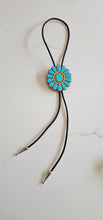 Load image into Gallery viewer, Baha Ranch Turquoise Gold Concho 3D Inlay Bolo Made in America
