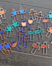 Load image into Gallery viewer, 3D Print Christian Cross Faith Earrings Made in America
