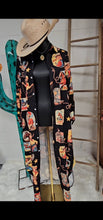 Load image into Gallery viewer, Vintage Cowgirl Collage Western Button-Up Long Sleeve Shirt Dress Duster
