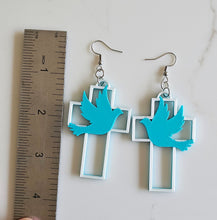 Load image into Gallery viewer, 3D Print Christian Cross Faith Earrings Made in America
