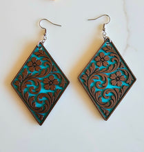 Load image into Gallery viewer, 3D Print Western Tooled Floral Earrings Made in America Choice of Colors
