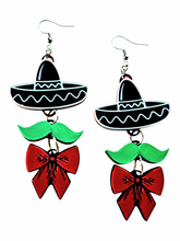 Load image into Gallery viewer, 3D Print Mariachi Sombrero Earrings Made in America

