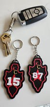 Load image into Gallery viewer, 3D Print Chiefs Arrowhead Kc 15 Mahomes Kansas City 87 Kelce Football Keychain Made in America
