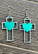 Load image into Gallery viewer, 3D Print Christian Cross Faith Earrings Made in America
