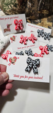Load image into Gallery viewer, Bag of 25 -Boutique 3d Printed Package Inserts Cow Print Bows Pins or Earrings Made in America
