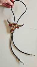 Load image into Gallery viewer, Brown Tan Aztec Longhorn 3D Inlay Bolo Tie Necklace Made in America
