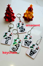 Load image into Gallery viewer, 3D Print Christmas Personalized Initial - Keychain or Ornament - Made in America
