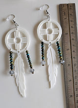 Load image into Gallery viewer, 3D print Lightweight New Mexico Zia Feather Dream Catcher Earrings Made in America
