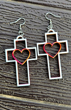 Load image into Gallery viewer, 3D Print Christian Cross Faith Earrings Made in America

