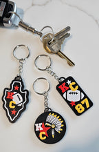 Load image into Gallery viewer, Set of 3 3D Print Chiefs Arrowhead Kc Kansas City 87 Football Keychains Made in America
