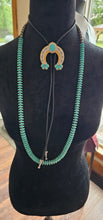 Load image into Gallery viewer, Baha Ranch Silver Gold Turquoise Naja 3D Inlay Bolo Made in America
