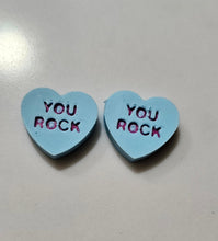 Load image into Gallery viewer, 3d Printed Candy Conversation Heart Pins or Earrings Made in America
