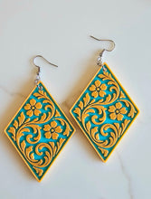 Load image into Gallery viewer, 3D Print Western Tooled Floral Earrings Made in America Choice of Colors
