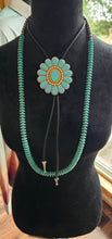 Load image into Gallery viewer, Baha Ranch Turquoise Gold Concho 3D Inlay Bolo Made in America
