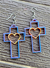 Load image into Gallery viewer, 3D Print Christian Cross Faith Earrings Made in America
