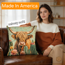 Load image into Gallery viewer, Baha Ranch Cactus Highland Velvety Soft Throw Pillow Case Made in America
