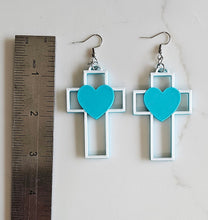 Load image into Gallery viewer, 3D Print Christian Cross Faith Earrings Made in America
