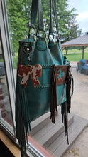 Load image into Gallery viewer, 3d Print Puffy Bow Trend Keychain Fringe Cow Print Western Made in America
