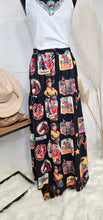 Load image into Gallery viewer, Vintage Cowgirl Collage Western Tiered Prairie Maxi Skirt
