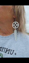 Load image into Gallery viewer, 3D print Lightweight New Mexico Zia Feather Dream Catcher Earrings Made in America
