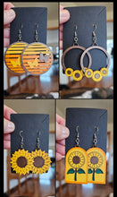Load image into Gallery viewer, 3D Print That70's Show Sunflower Boho Hippie Earrings Made in America

